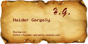 Haider Gergely névjegykártya